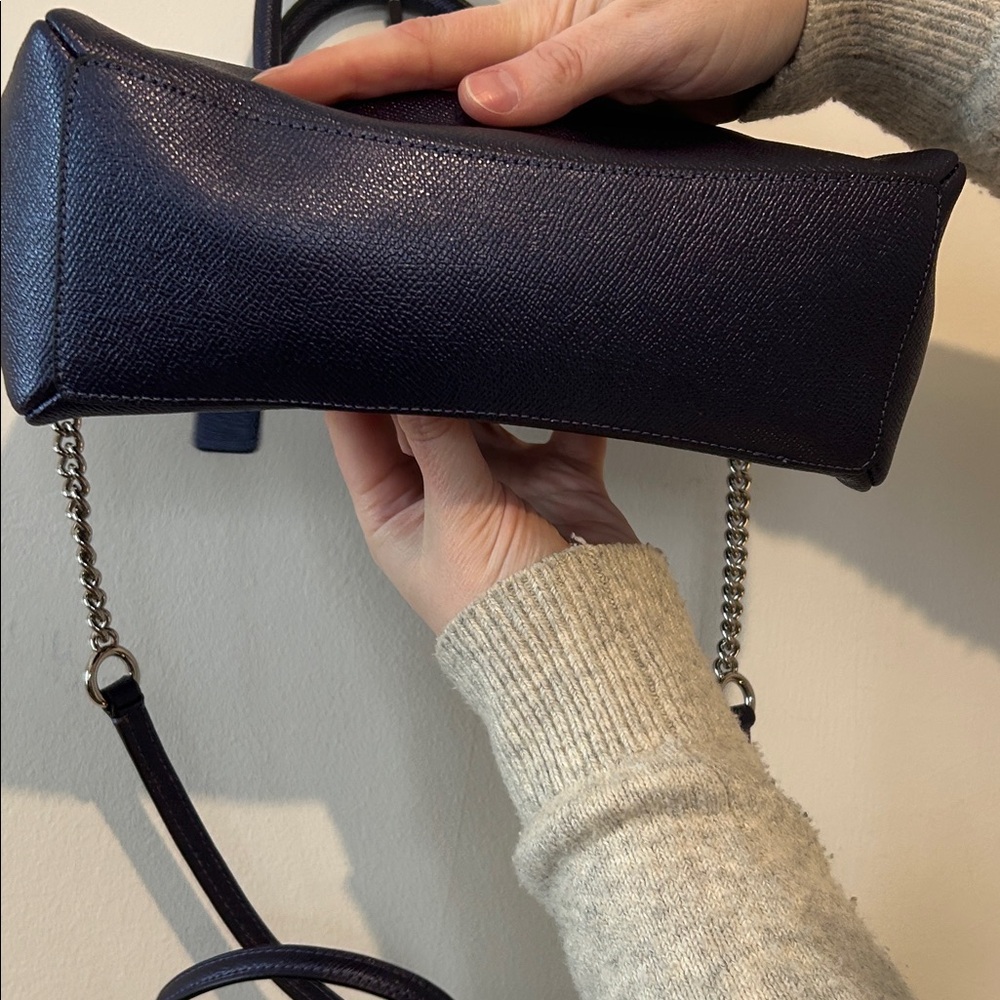 Coach Dark Blue Leather Satchel Handbag - Picture 4 of 6